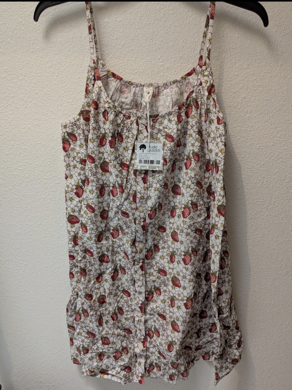 Kate Quinn women's gathered pocket button dress strawberry floral L